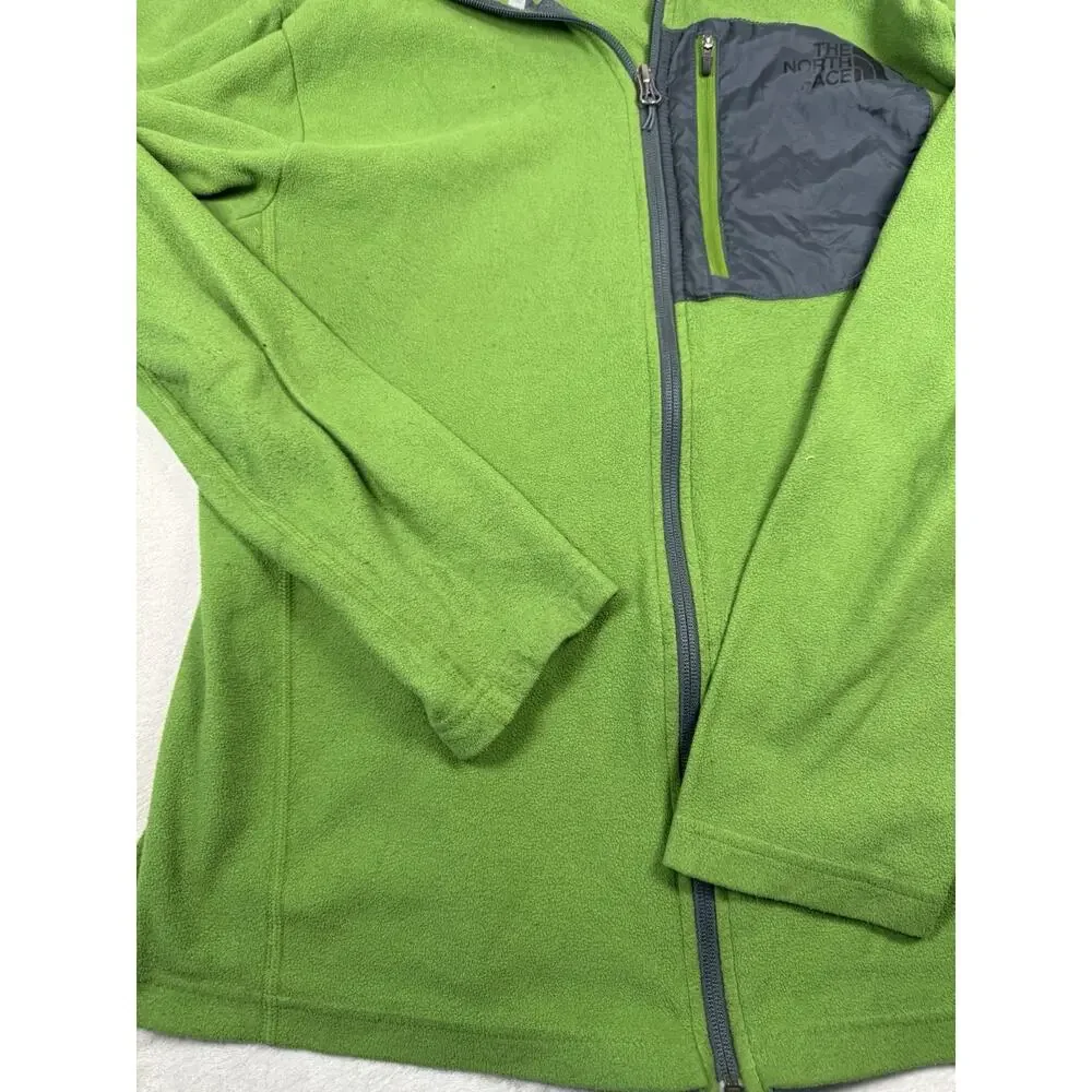 The North Face Men’s Full Zip Fleece Jacket Green Chest Pocket Size Medium